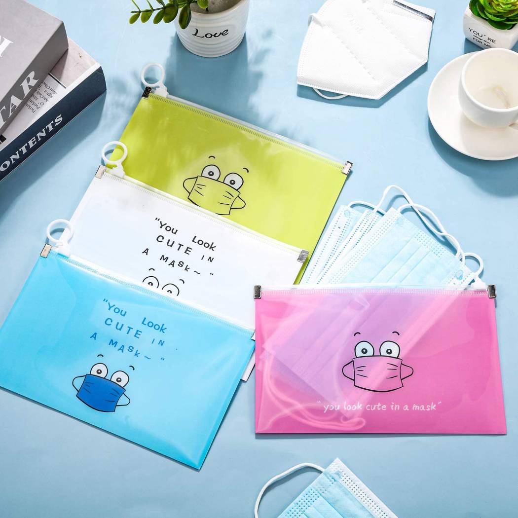 Cartoon Facemask Bag Foldable Recyclable Case Washable Box Durable Keeper For Disposable Masking Storage Up To 10 Pieces Mask.